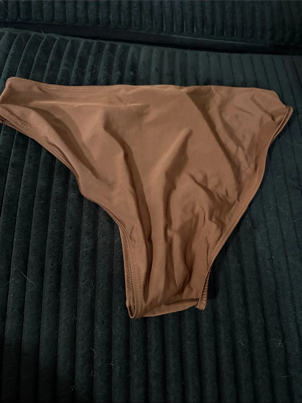 SHEIN Brown Bikini Bottom with Gold Ring Detail